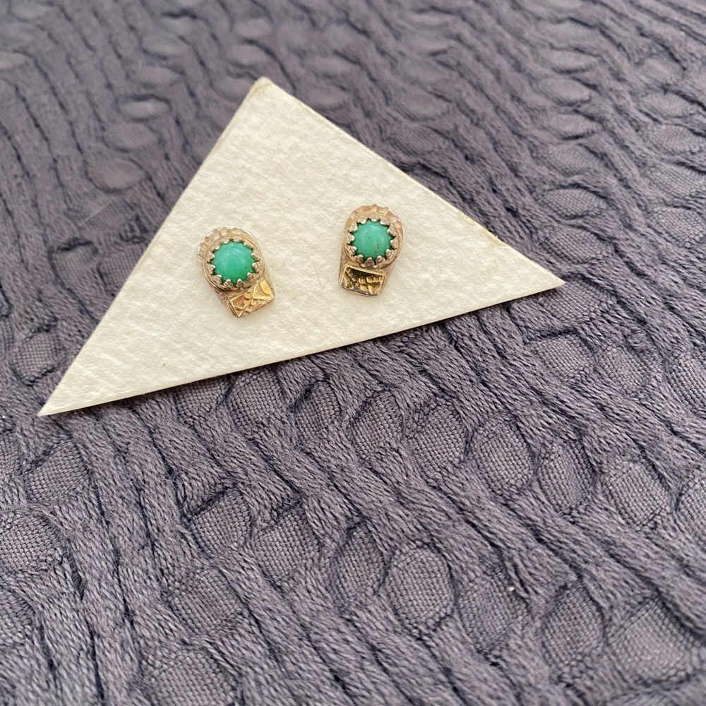 Turquoise and Gold Stud Earrings